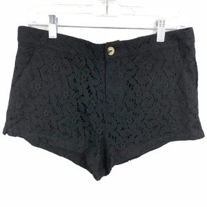 NWT Ceres Black Floral Lace Lined Shorts Large
